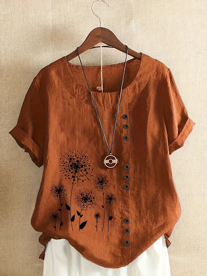 Charvi™ - Blus med retroblommor