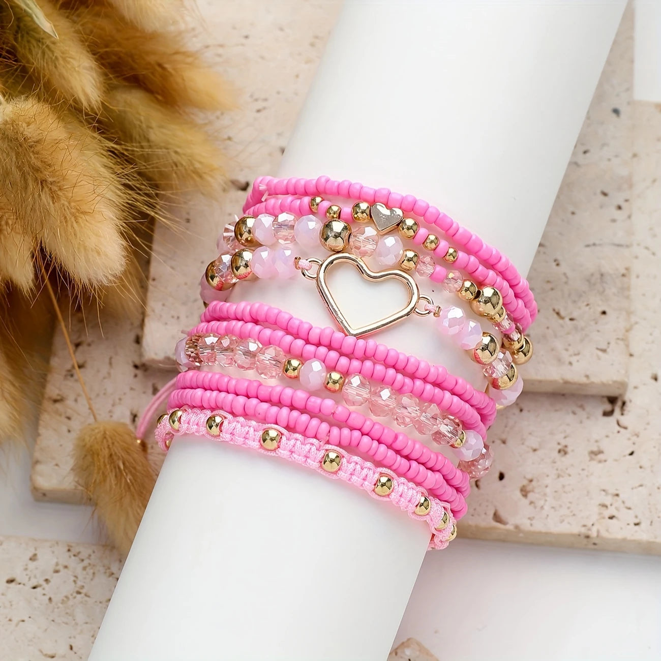 Sweetheart Bracelet Stacks | Stöd bröstcancer