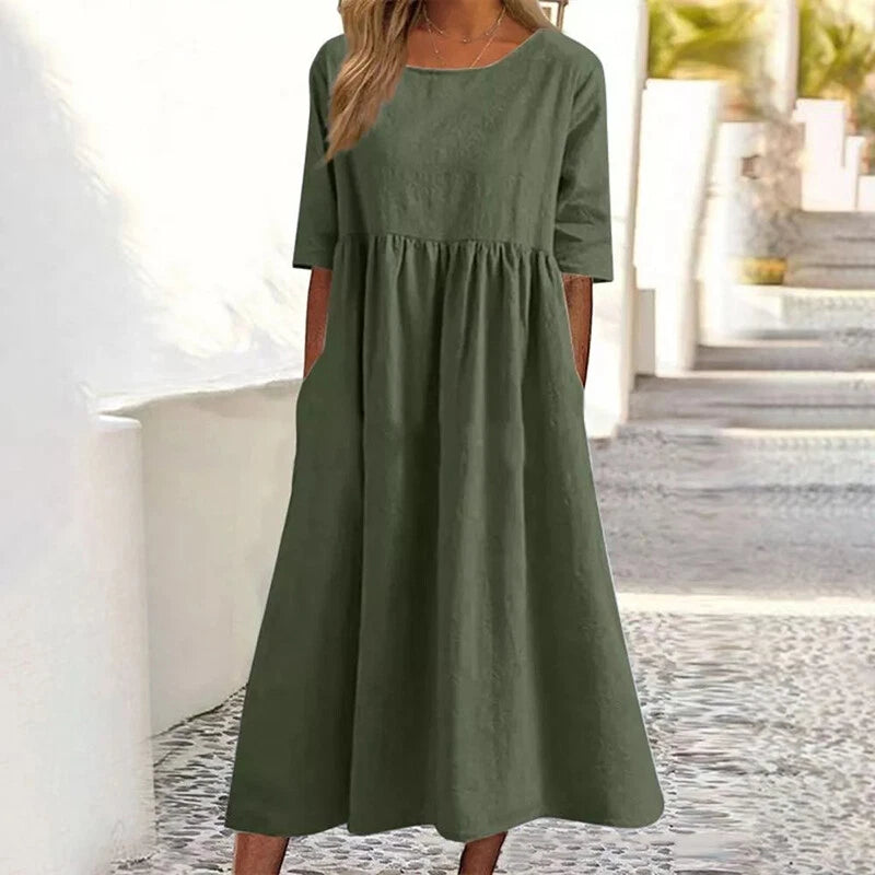 Mizuki™ - Lös klänning med rund hals