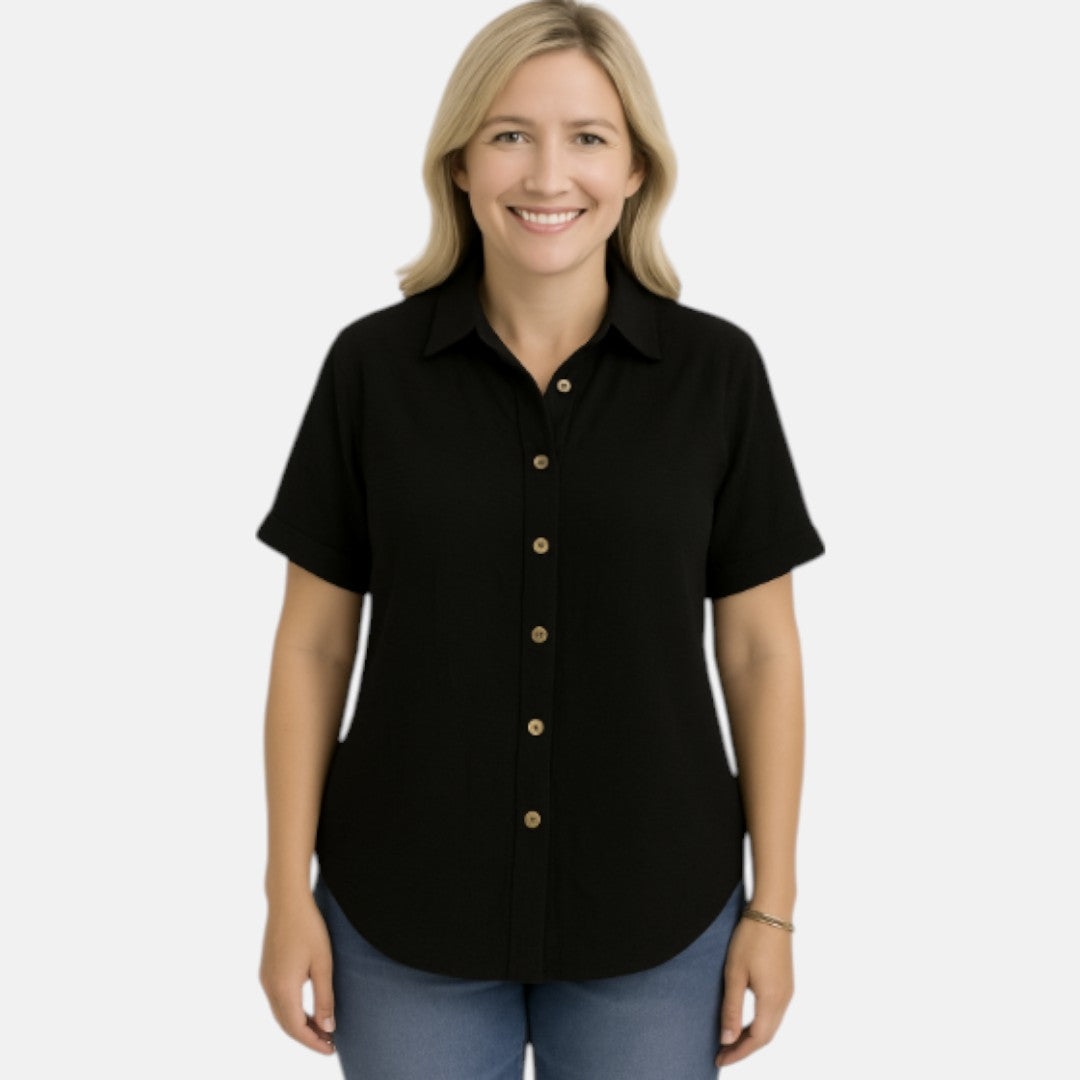 Solveig™ – Linne skjorta med knappar