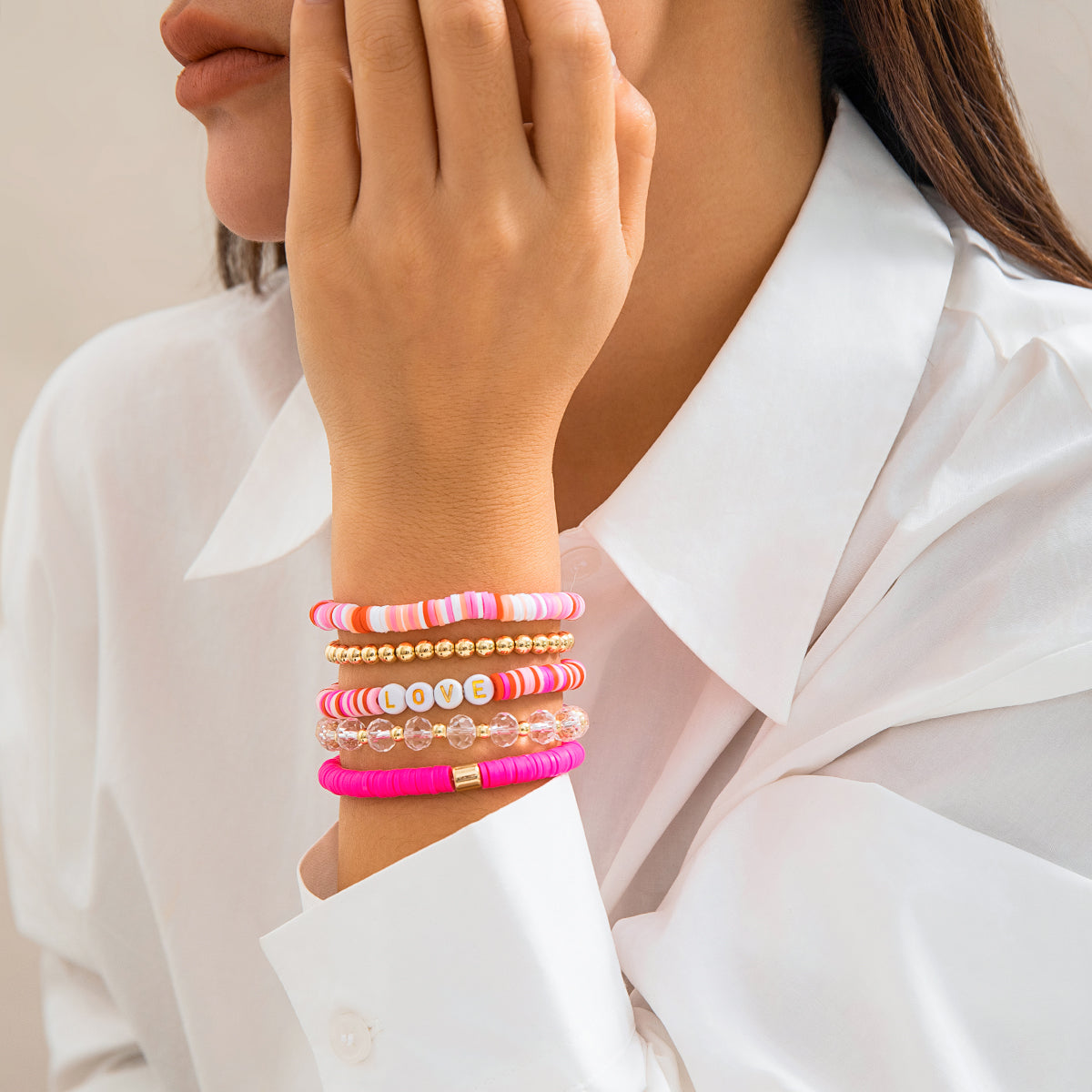 Love Beaded Bracelet Set | Stöd bröstcancer