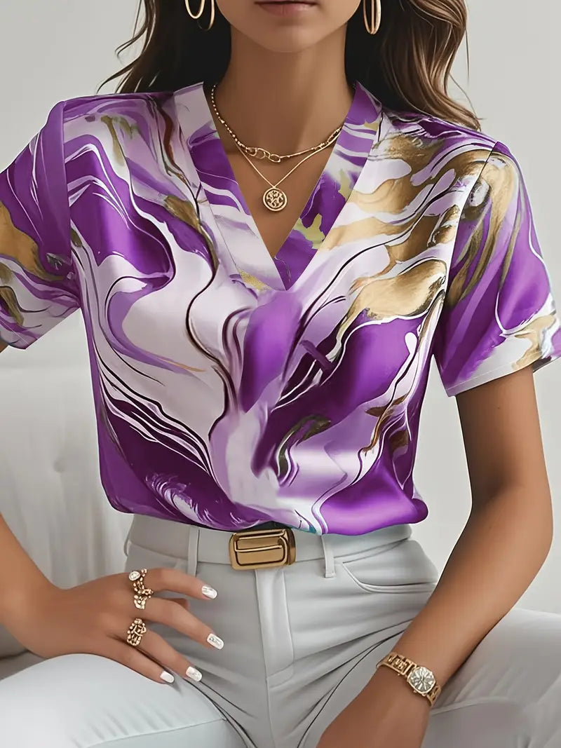 Maroula™ - Topp med marmorprint