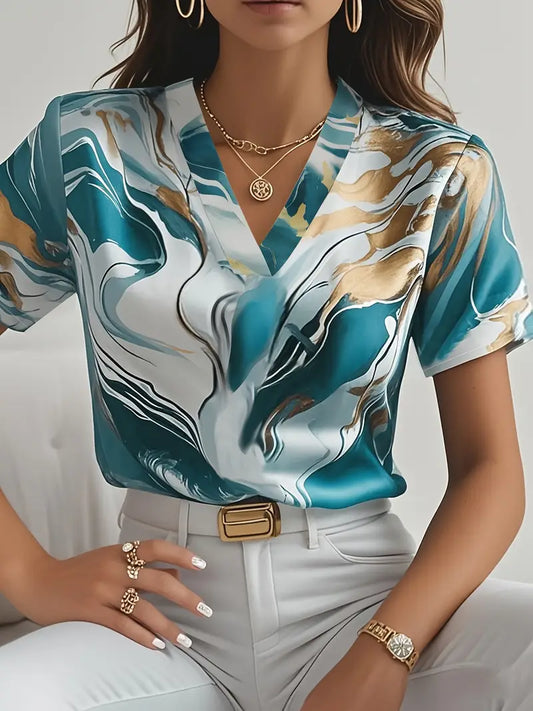 Maroula™ - Topp med marmorprint