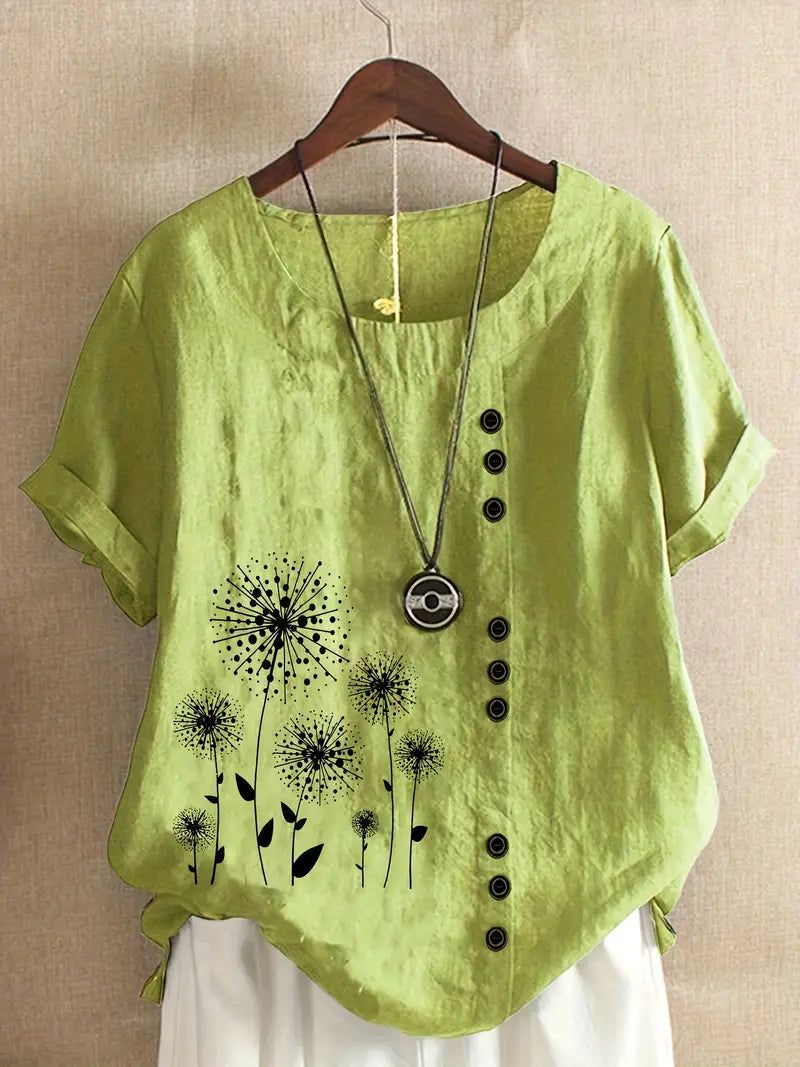 Charvi™ - Blus med retroblommor