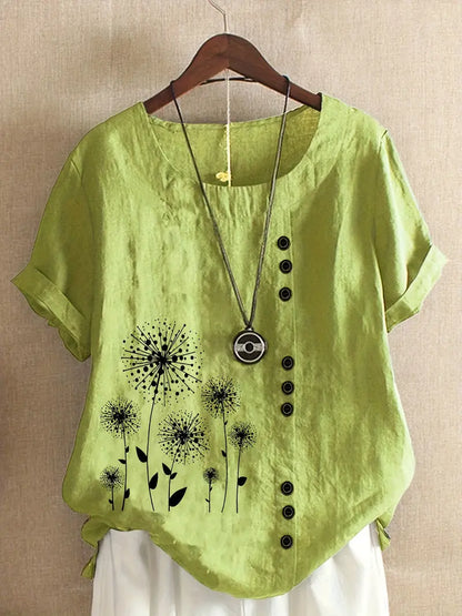 Charvi™ - Blus med retroblommor