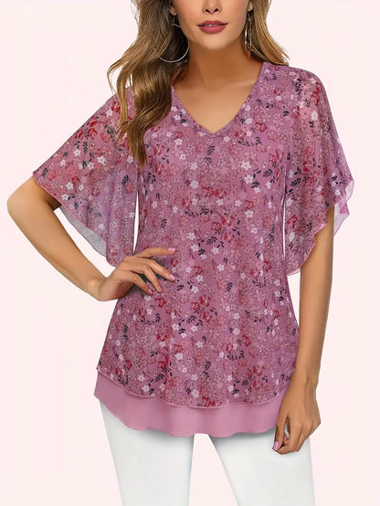 Mesh Floral Blouse | Stöd bröstcancer