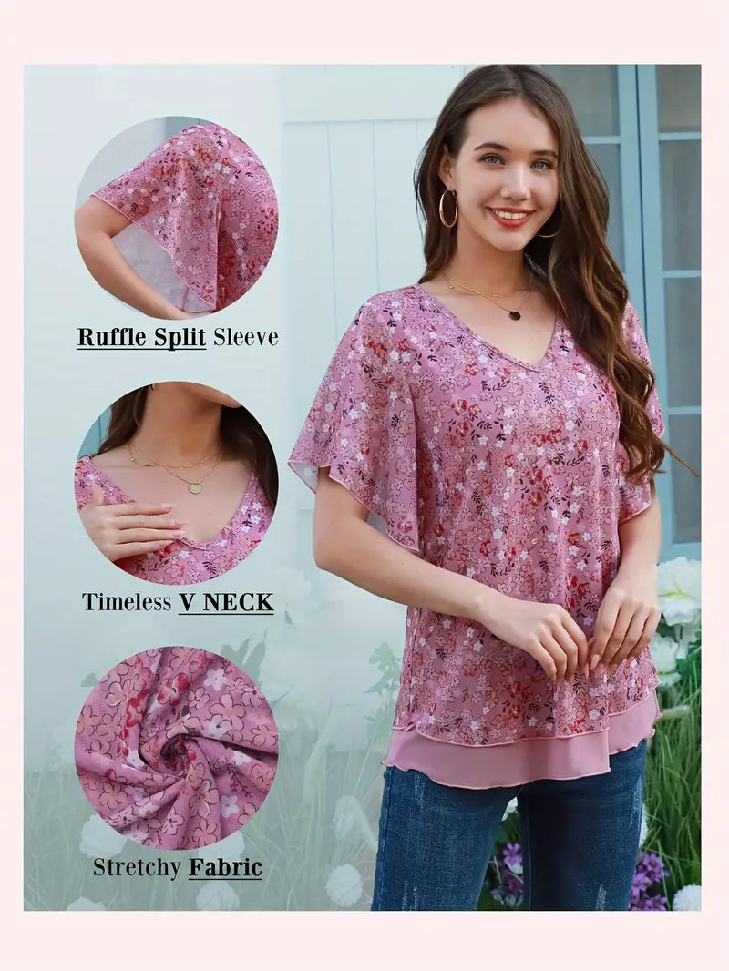 Mesh Floral Blouse | Stöd bröstcancer