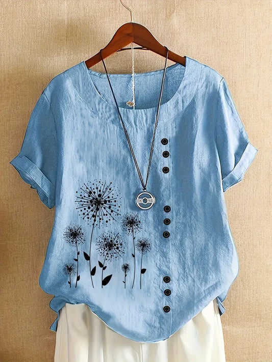 Charvi™ - Blus med retroblommor