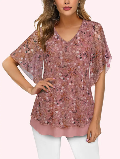 Mesh Floral Blouse | Stöd bröstcancer