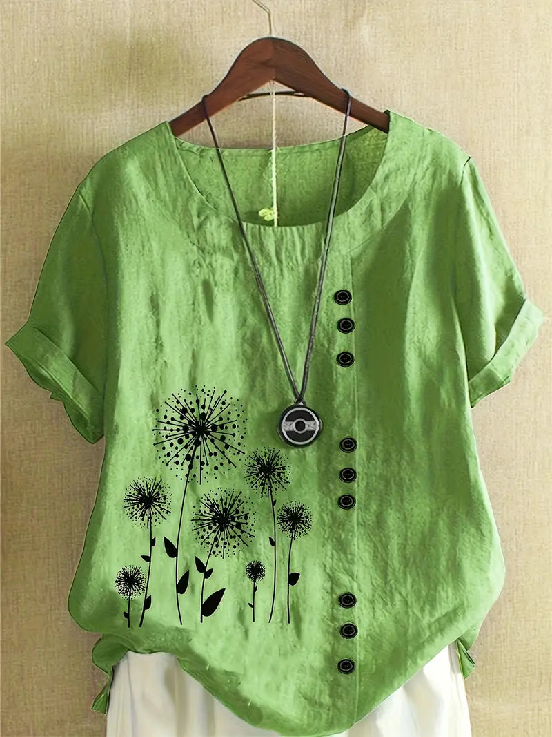 Charvi™ - Blus med retroblommor