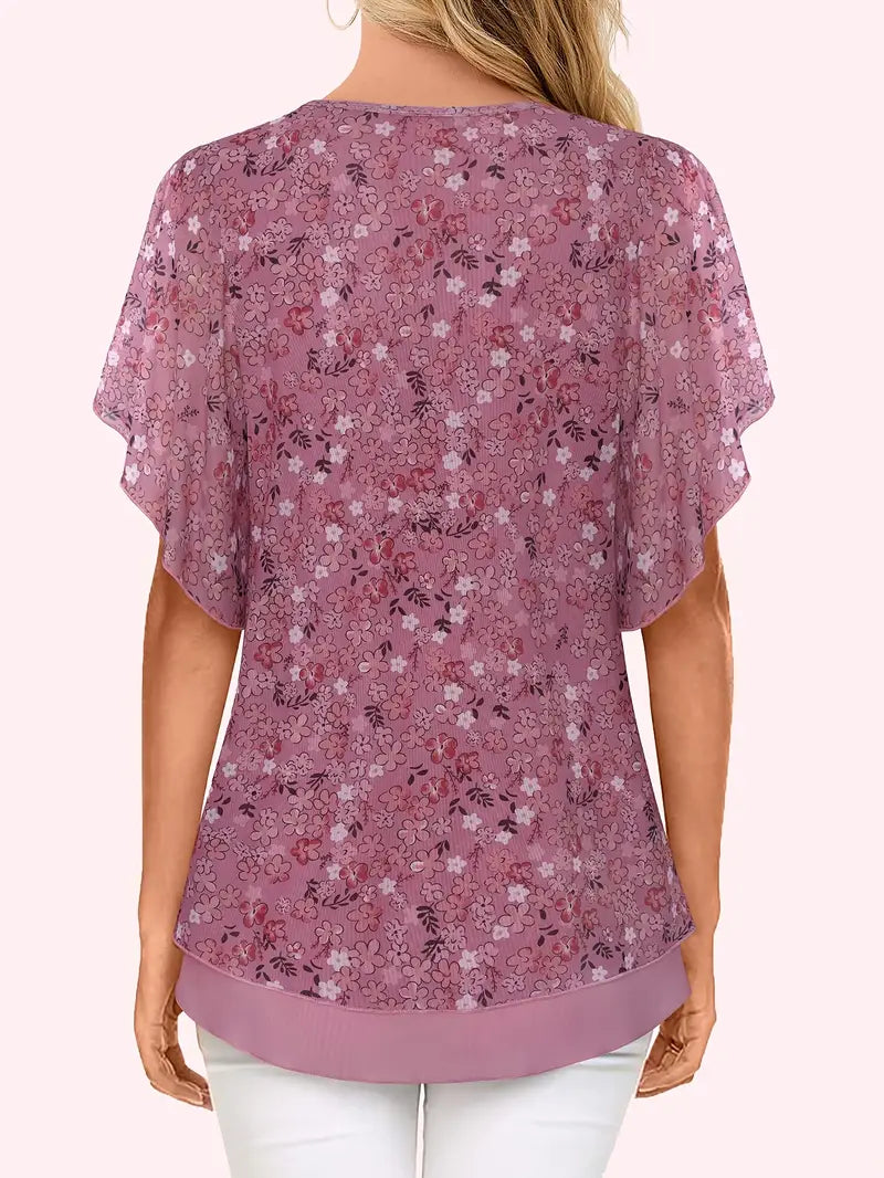 Mesh Floral Blouse | Stöd bröstcancer