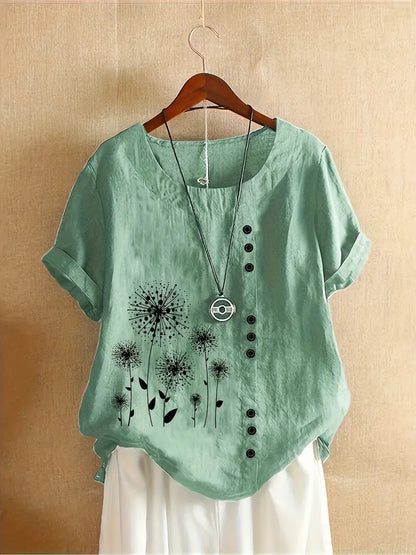 Charvi™ - Blus med retroblommor