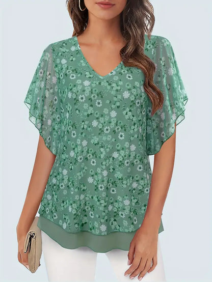 Mesh Floral Blouse | Stöd bröstcancer