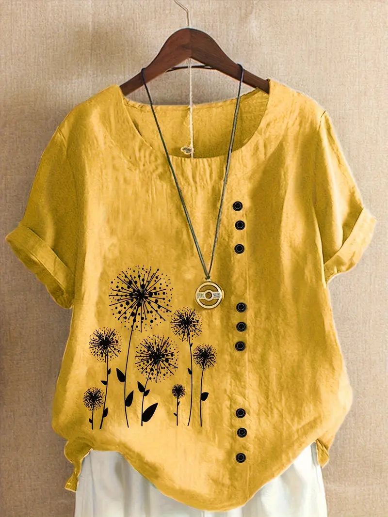 Charvi™ - Blus med retroblommor