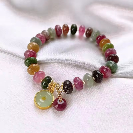 Colorful Tourmaline Bracelet | Stöd bröstcancer
