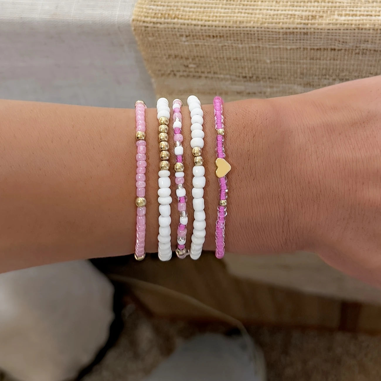 Beaded Bracelet Set | Stöd bröstcancer