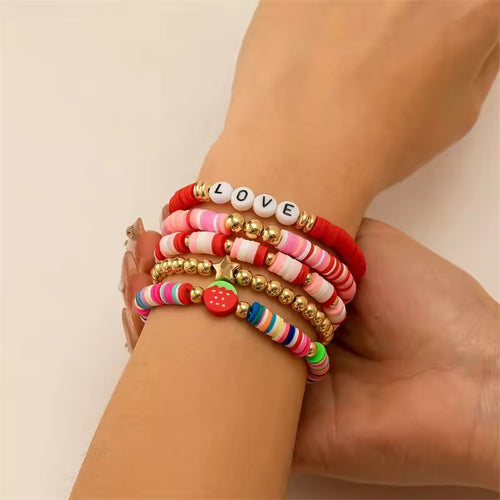 Strawberry Charmed Bracelet Set | Stöd bröstcancer