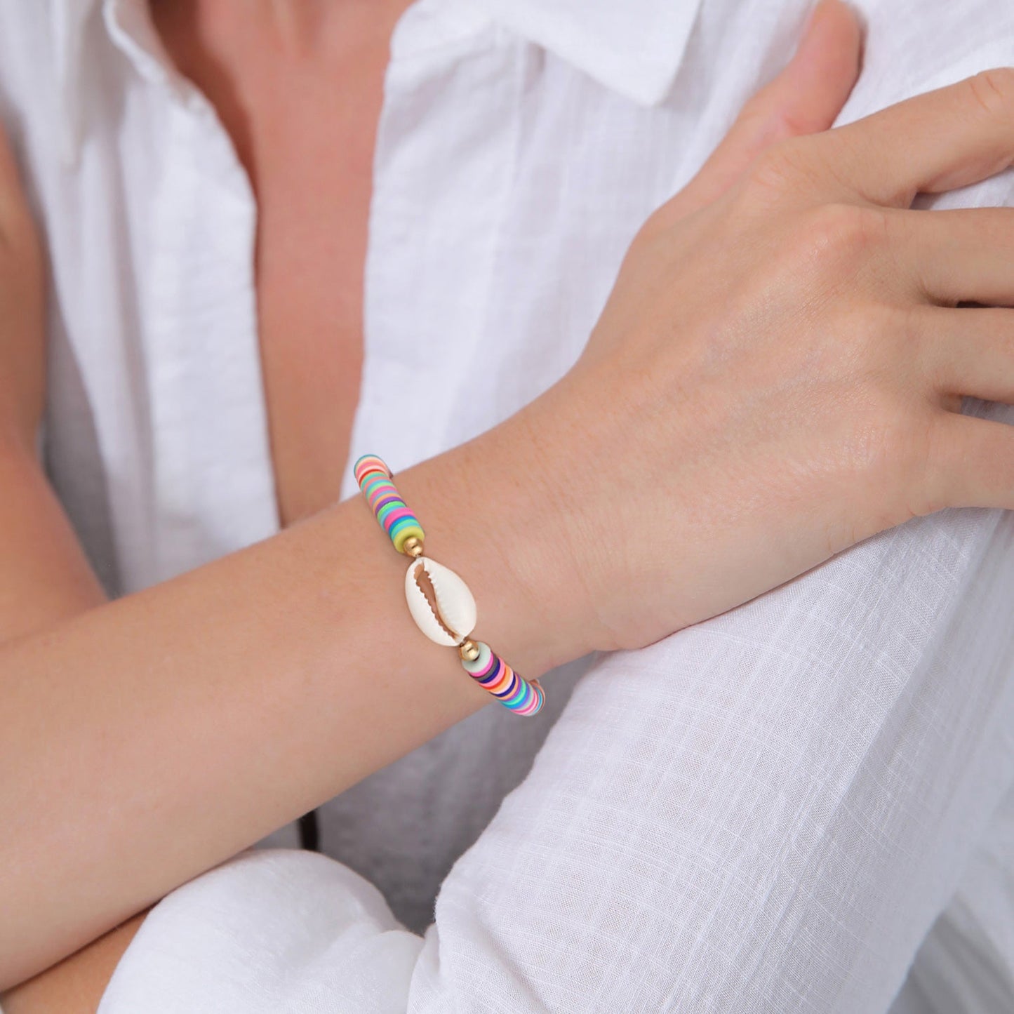 Rainbow Shell Charm Bracelet | Stöd bröstcancer