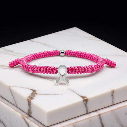 Ribbon Rope Bracelet | Stöd bröstcancer