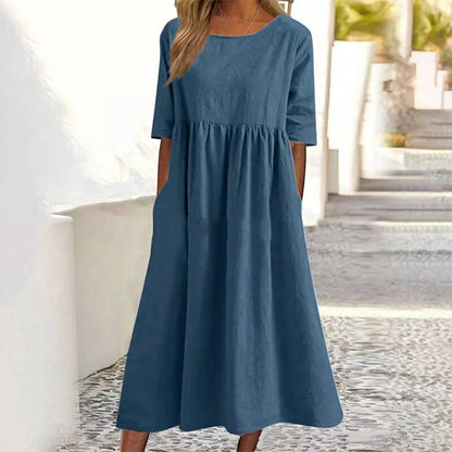 Mizuki™ - Lös klänning med rund hals