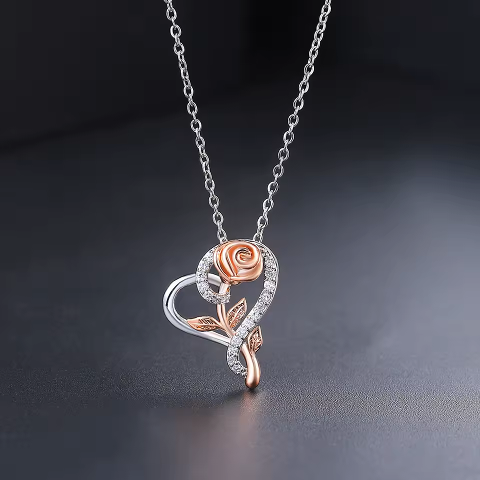 Heart Rose Necklace | Stöd bröstcancer