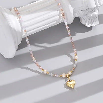 Classy Heart Beaded Necklace | Stöd bröstcancer