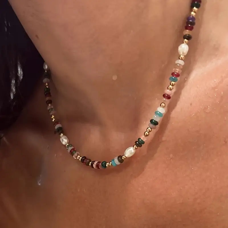 Natural Stone Choker Necklace |  Stöd Bröstcancer