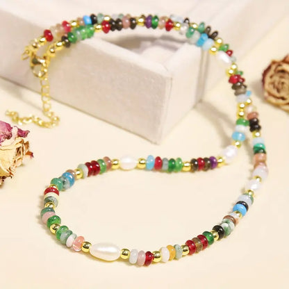 Natural Stone Choker Necklace |  Stöd Bröstcancer