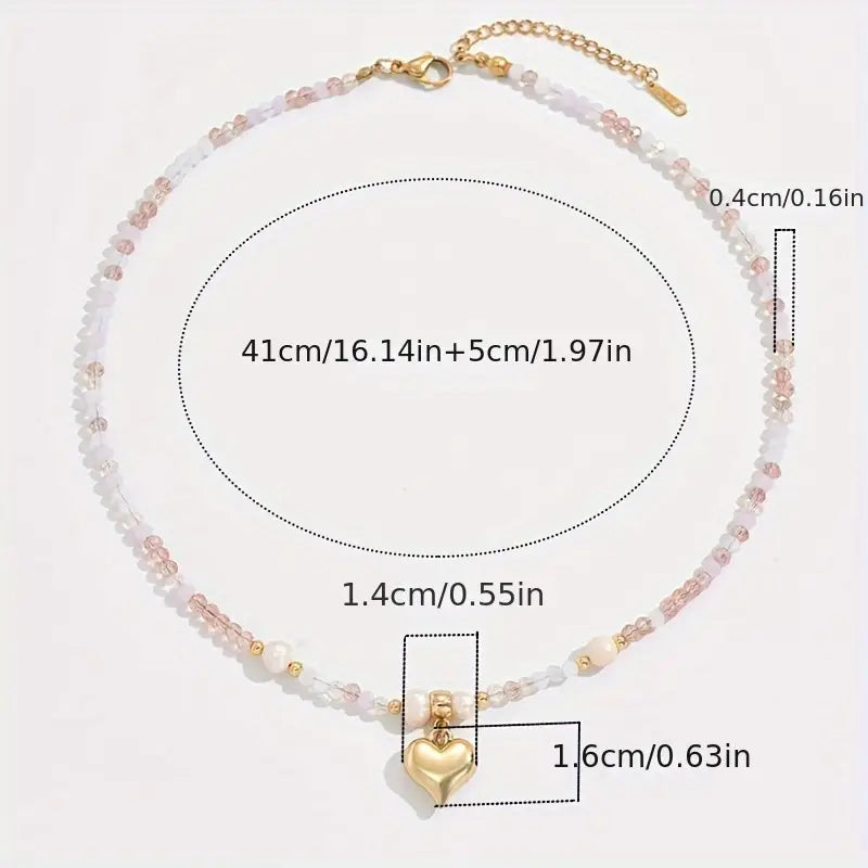 Classy Heart Beaded Necklace | Stöd bröstcancer