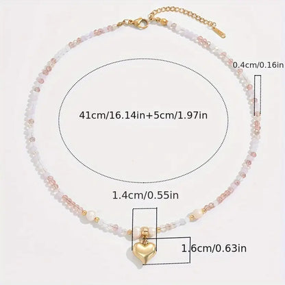 Classy Heart Beaded Necklace | Stöd bröstcancer