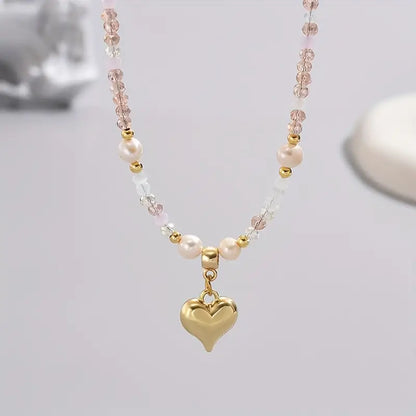 Classy Heart Beaded Necklace | Stöd bröstcancer
