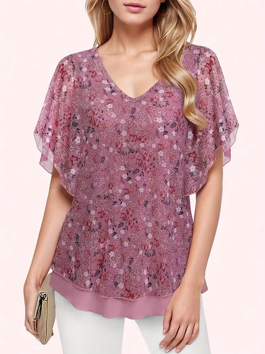 Mesh Floral Blouse | Stöd bröstcancer