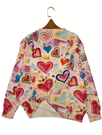 Heart Print Knit Sweater | Stöd bröstcancer