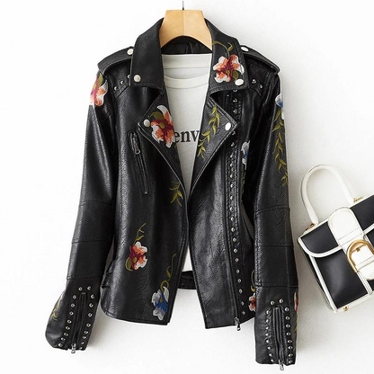 Donna™ - Blommig skinnjacka