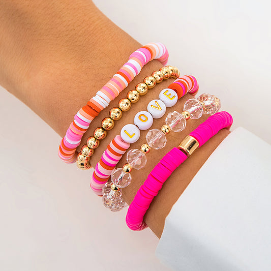 Love Beaded Bracelet Set | Stöd bröstcancer