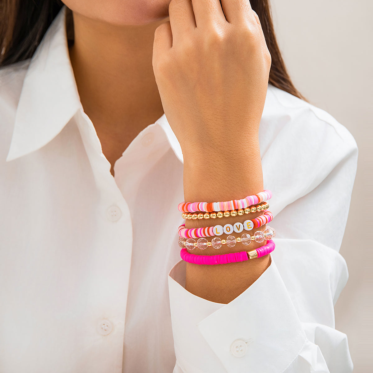 Love Beaded Bracelet Set | Stöd bröstcancer